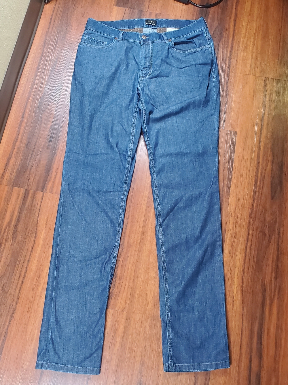 HILTL Dude Heritage Jeans Mens 34x34 Blue Straight Stretch Premium European Deni